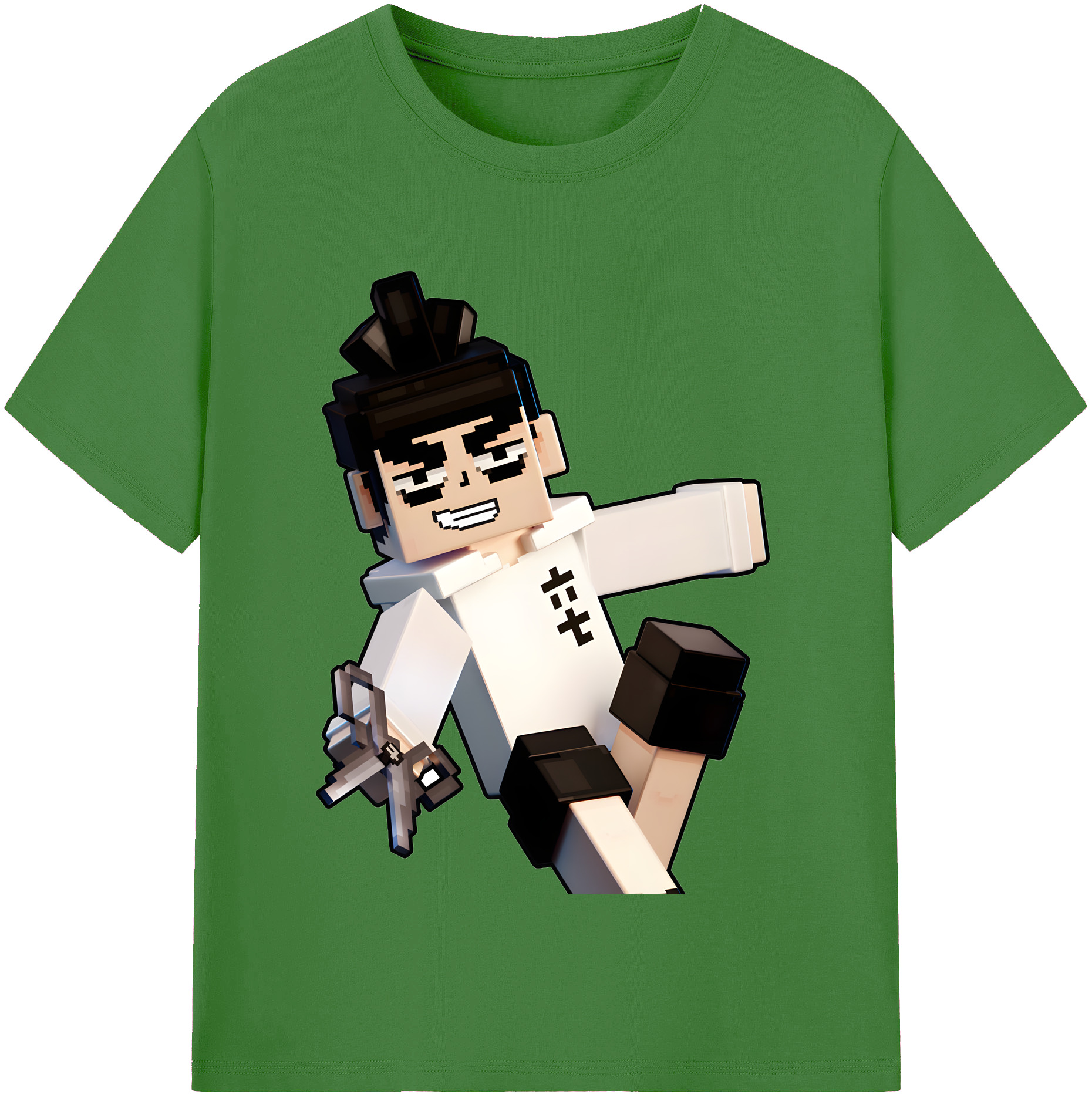 （画像用） マインクラフト ブロックの世界 Minecraft MC Block world レディースカジュアルプリントTシャツ（綿100％）